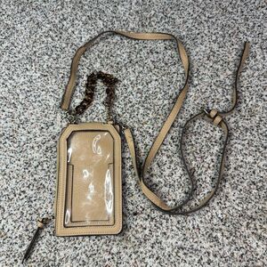 No Boundaries Tan Crossbody Phone Purse w/ Clear Touchscreen Pocket